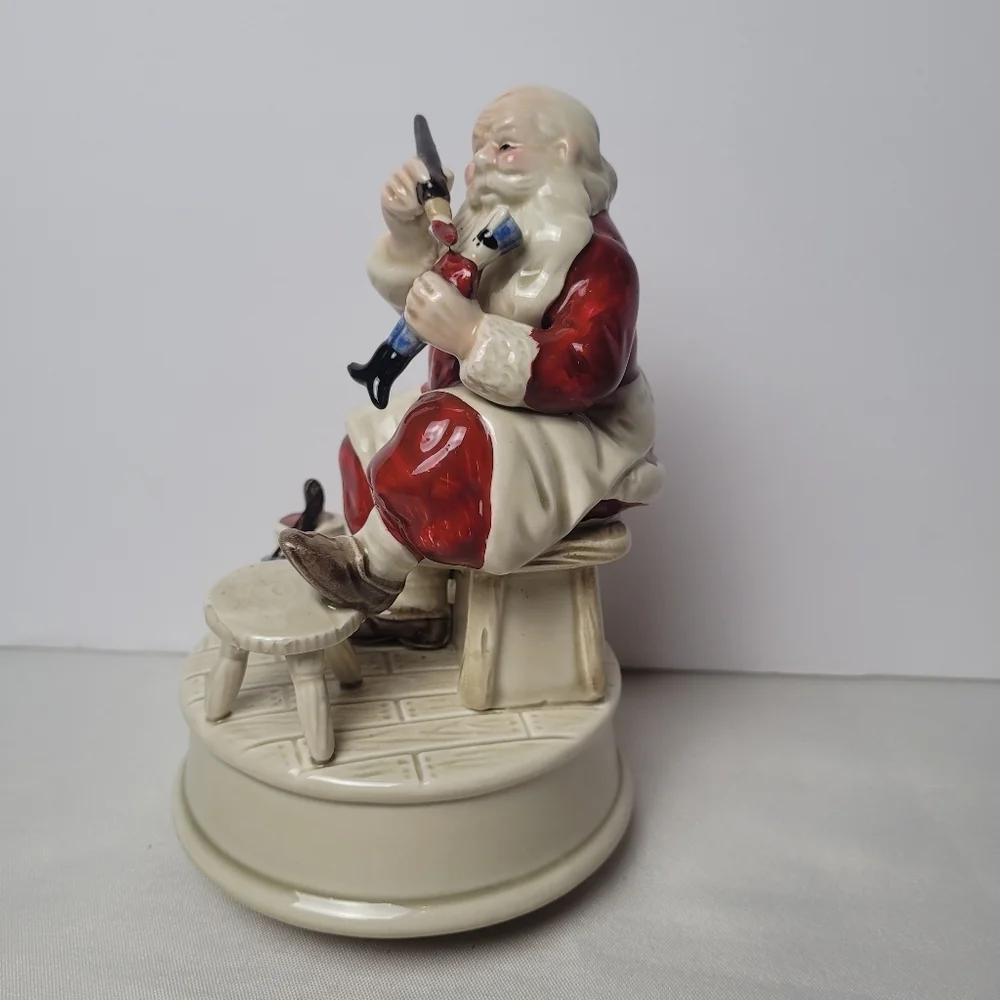 Vintage Otagiri Porcelain Musical Santa Figurine Here Comes Santa Hand Painted